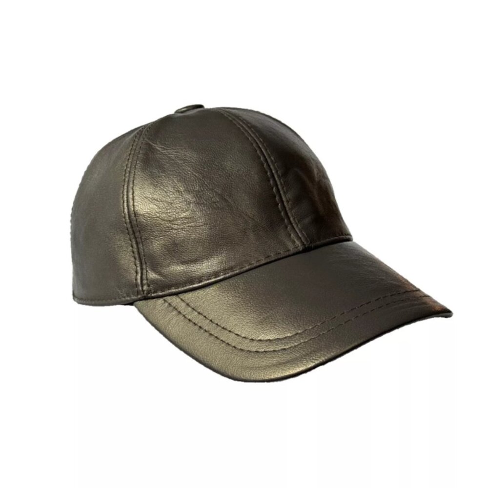 NWT Genuine Leather Cap Hat with Flat Bill